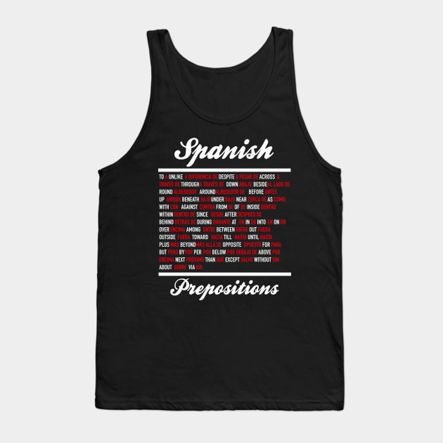 Spanish Prepositions Tank Top by Hidden Verb